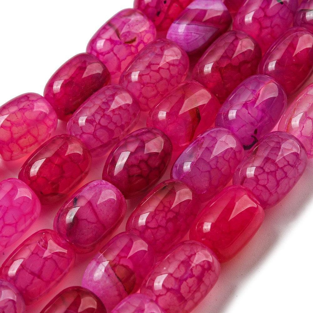 Dragon vein Agaat kraal ovaal Diep Roze 14mm - per stuk-Kralen-Kraaltjes van Renate