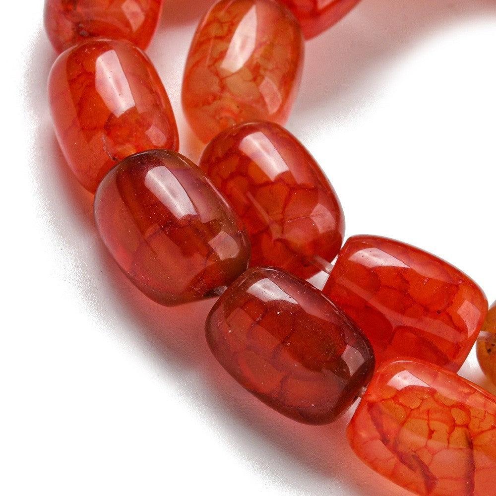Dragon vein Agaat kraal ovaal Oranje Rood 14mm - per stuk-Kralen-Kraaltjes van Renate