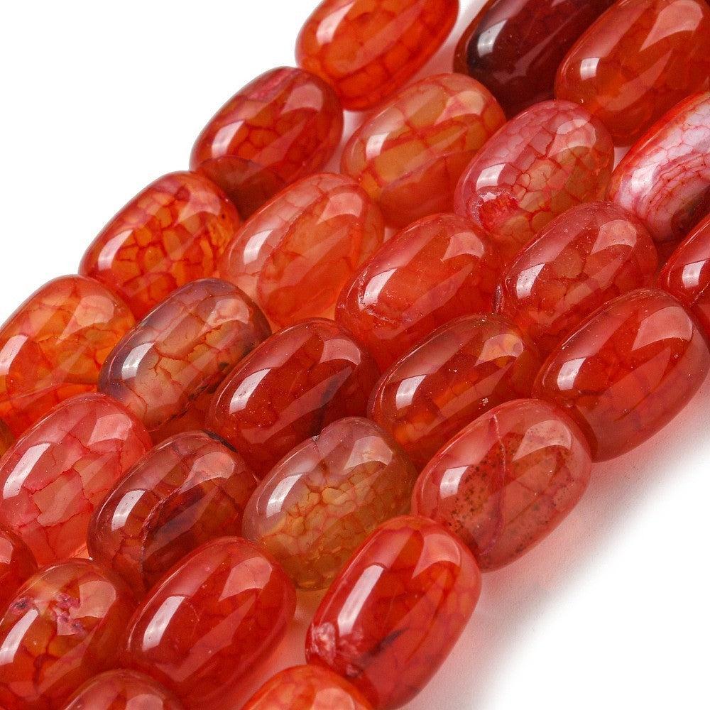 Dragon vein Agaat kraal ovaal Oranje Rood 14mm - per stuk-Kralen-Kraaltjes van Renate