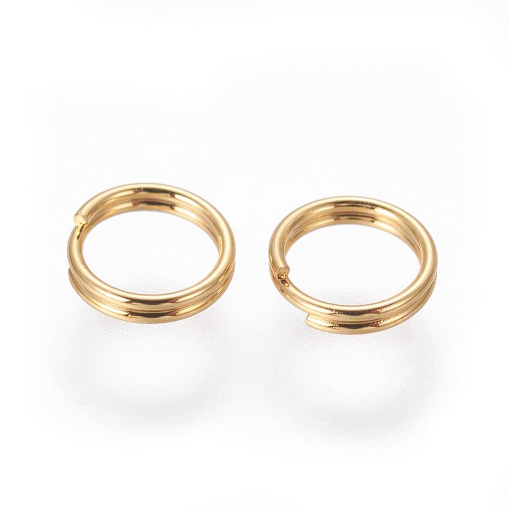 Dubbele Ringetjes Premium 18k RVS Goud 5x1mm - 20 stuks-Onderdelen-Kraaltjes van Renate