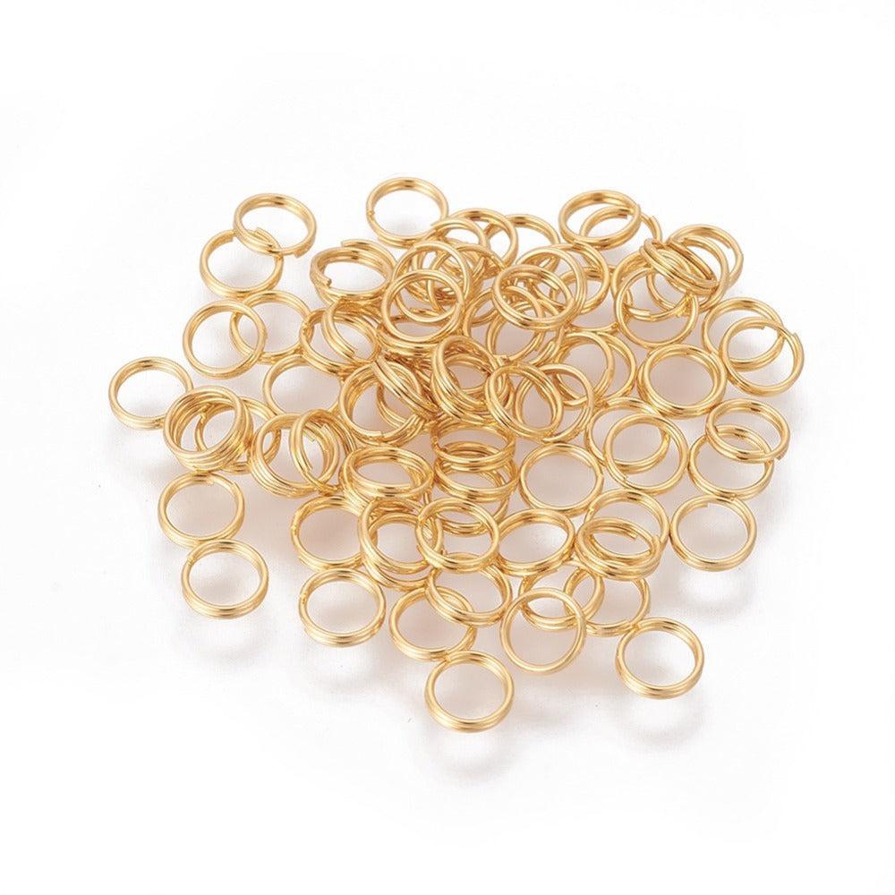 Dubbele Ringetjes Premium 18k RVS Goud 5x1mm - 20 stuks-Onderdelen-Kraaltjes van Renate