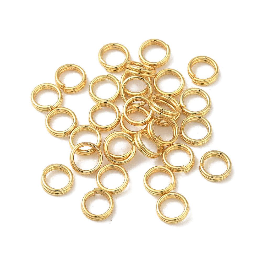 Dubbele ringetjes RVS 18K Goud 4x1mm - 20 stuks-Onderdelen-Kraaltjes van Renate