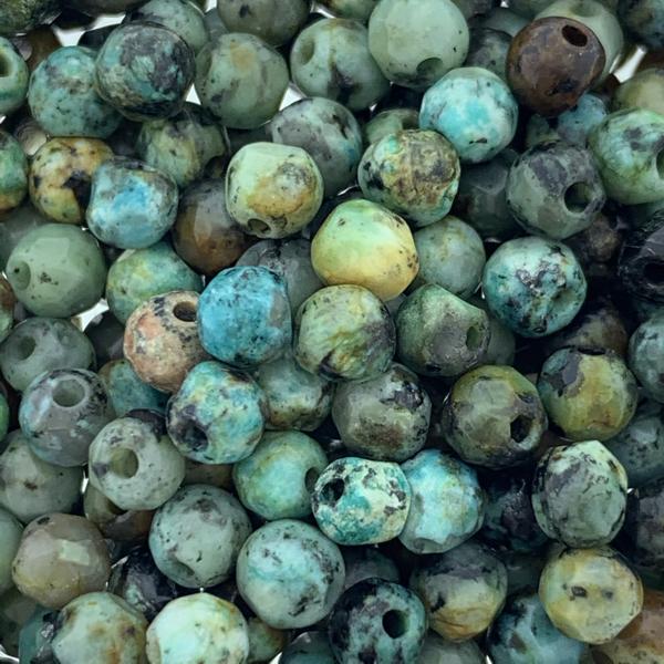 Edelsteen Afrikaans turquoise facet rond 4mm - 10 stuks-Kraaltjes van Renate