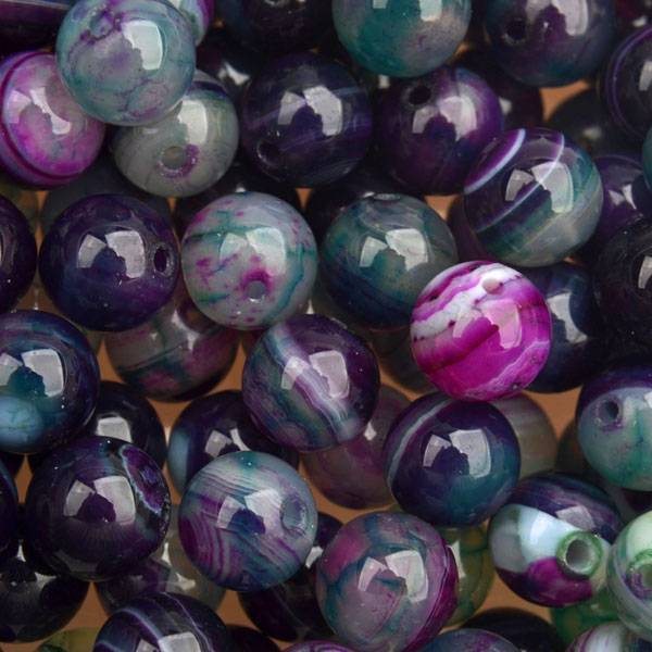Edelsteen Agaat groen paars rond 8mm-Kraaltjes van Renate