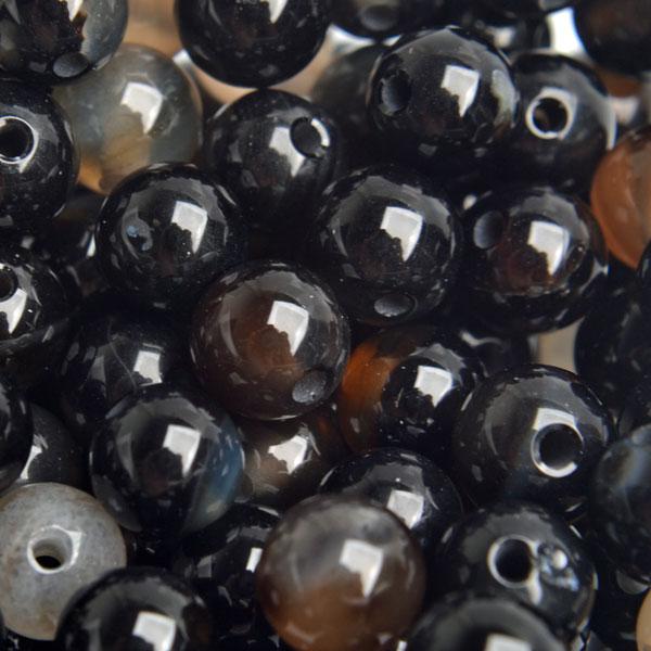 Edelsteen Agaat naturel zwart rond 6mm - 10 stuks-Kraaltjes van Renate
