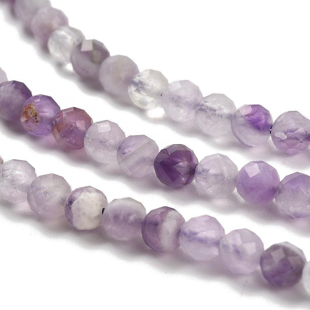 Edelsteen Amethyst faceted 4mm - ±25 stuks-bedels-Kraaltjes van Renate