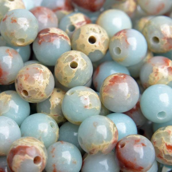 Aqua terra jasper synthetisch rond 6mm - 10 stuks-Kraaltjes van Renate