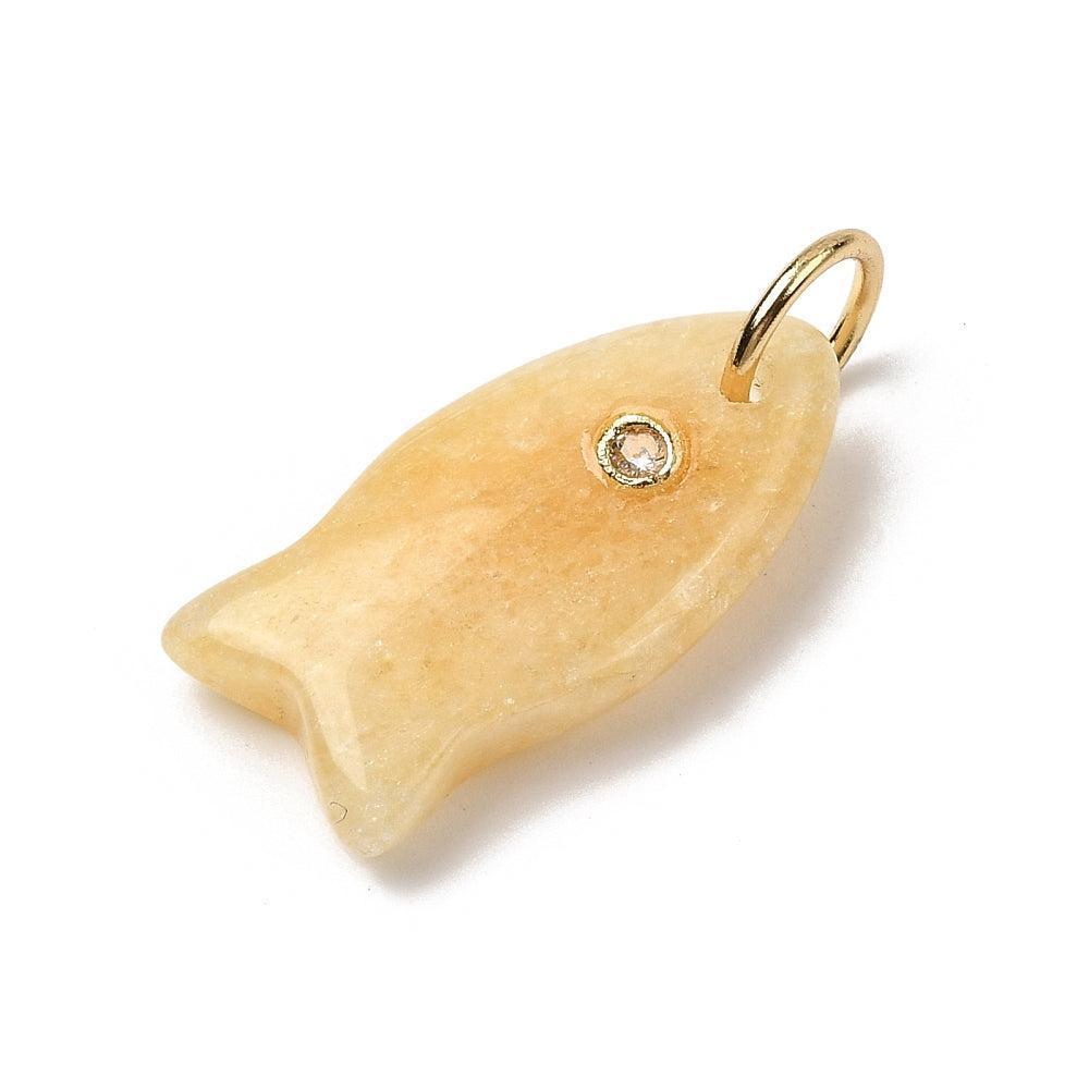 Edelsteen Bedel Topaz Jade Vis Goud Zirconia 24mm - per stuk-Bedels-Kraaltjes van Renate