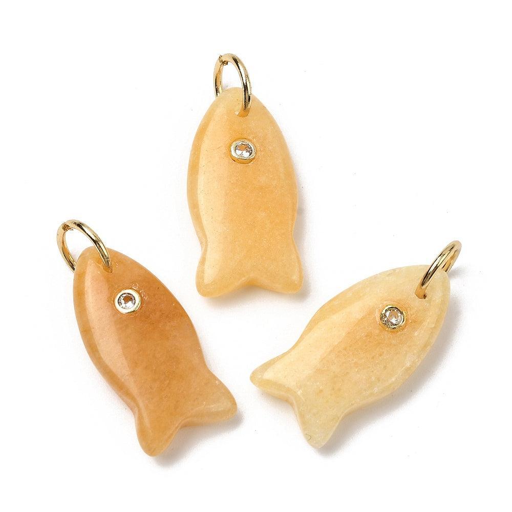 Edelsteen Bedel Topaz Jade Vis Goud Zirconia 24mm - per stuk-Bedels-Kraaltjes van Renate
