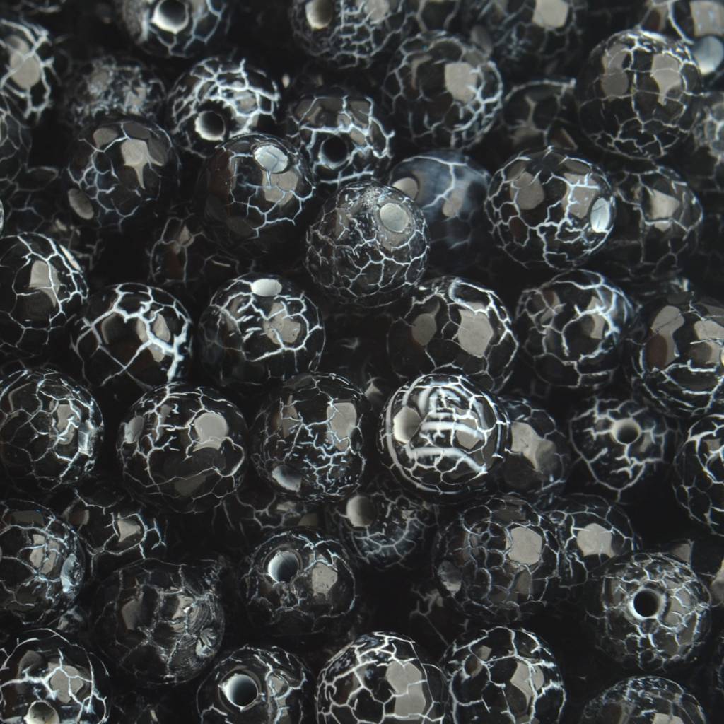 Edelsteen Crackle agaat zwart facet 8mm-Kraaltjes van Renate