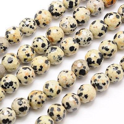 Edelsteen Dalmatiër Jaspis Facet Rond Navajo White 6mm - per 20 stuks-Kralen-Kraaltjes van Renate