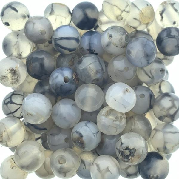 Edelsteen Dragon Veins agaat naturel grijs 8mm-Kraaltjes van Renate