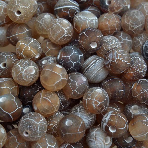 Edelsteen Efflorence Agaat frosted brown rond 8mm-Kraaltjes van Renate