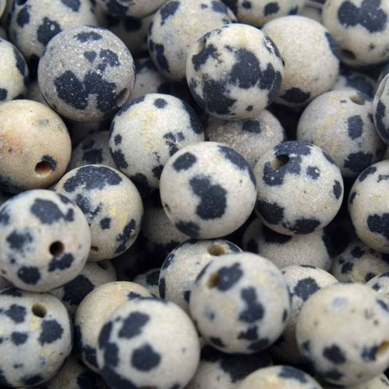 Edelsteen Frosted Dalmatier Jasper rond 8mm-Kraaltjes van Renate