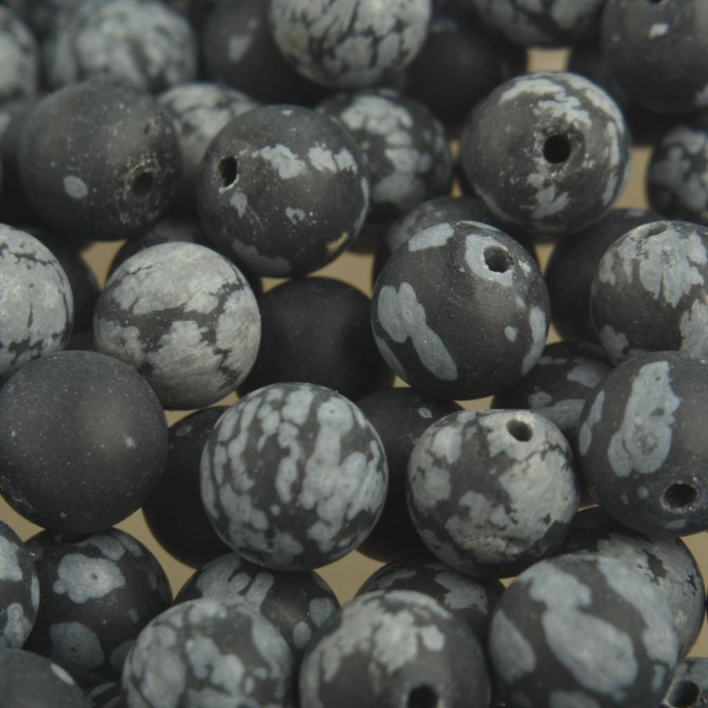 Edelsteen Frosted Snowflake Obsidian 8mm-Kraaltjes van Renate