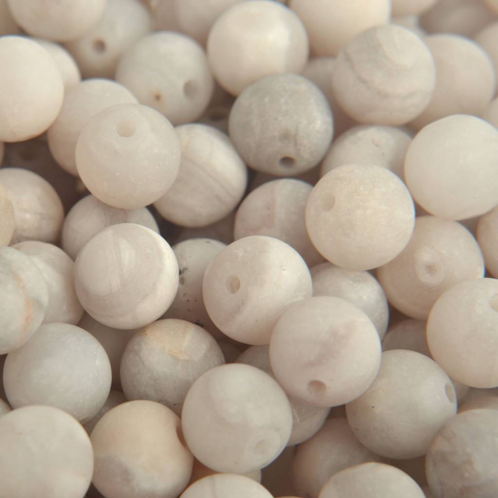 Edelsteen Frosted grijs wit agaat kraal rond 8mm-Kraaltjes van Renate