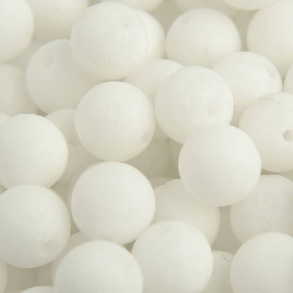 Edelsteen Frosted witte Jade 8mm-Kraaltjes van Renate