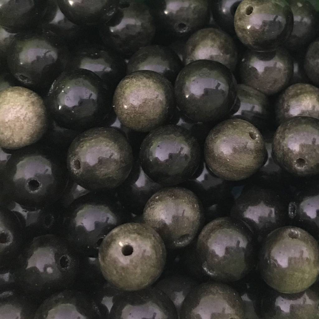 Edelsteen Gold Sheen Obsidian 8mm-Kraaltjes van Renate