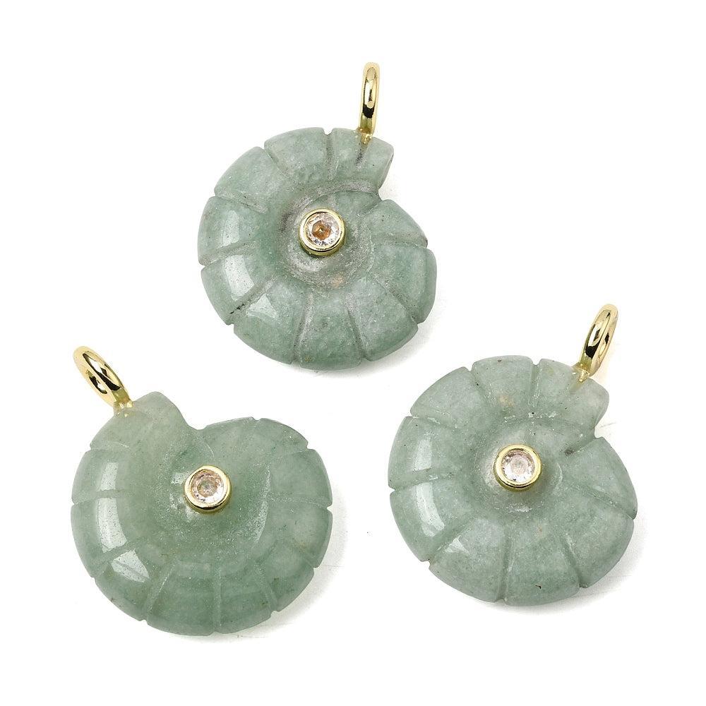 Edelsteen Hanger Aventurijn Schelp Groen / Goud 34mm - per stuk-Bedels-Kraaltjes van Renate