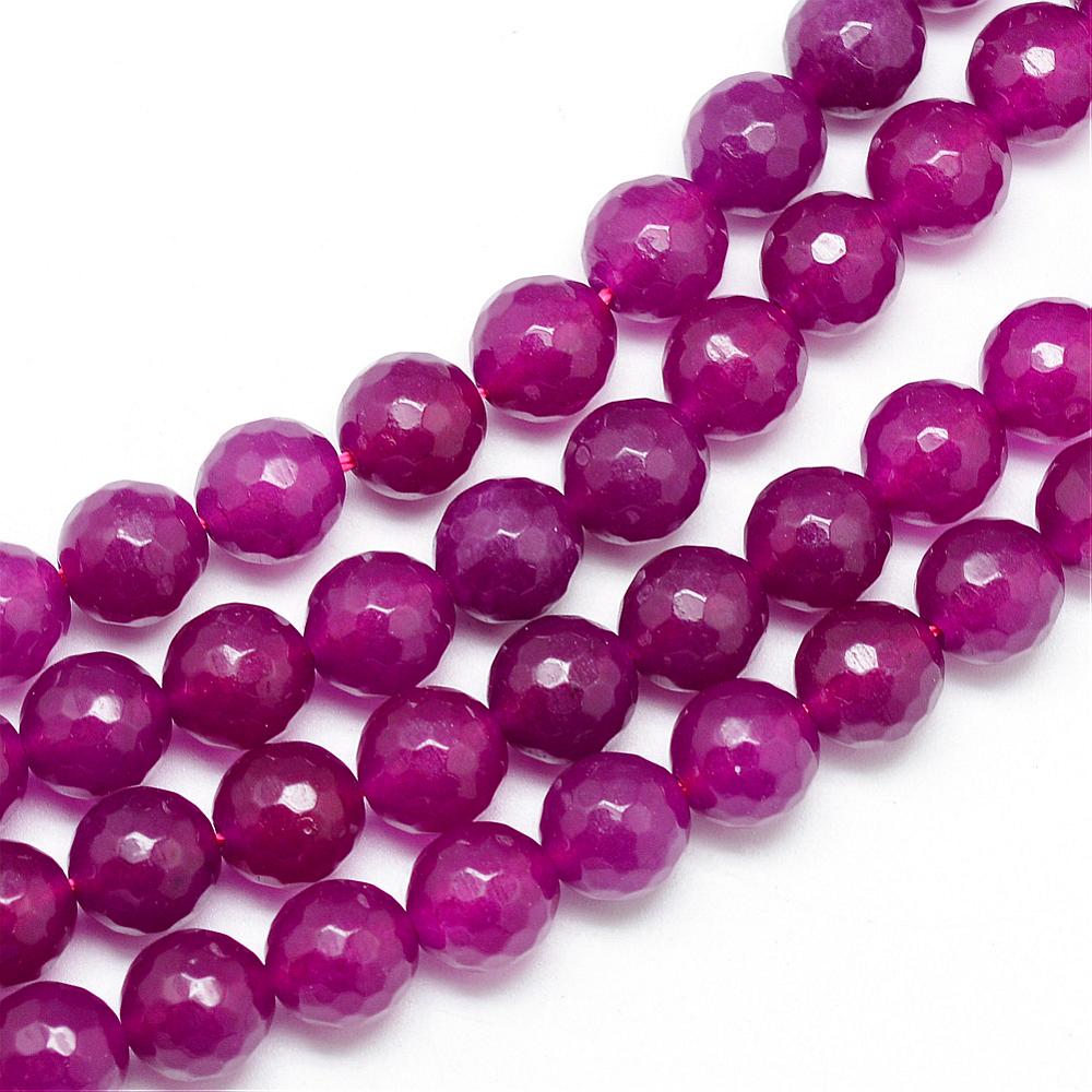Edelsteen Jade Facet Rond Medium Violet Red 6mm - per 20 stuks-Kralen-Kraaltjes van Renate