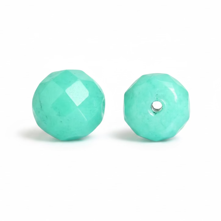 Edelsteen Jade Kraal Rond Facet Turquoise 10mm - per stuk-Kralen-Kraaltjes van Renate
