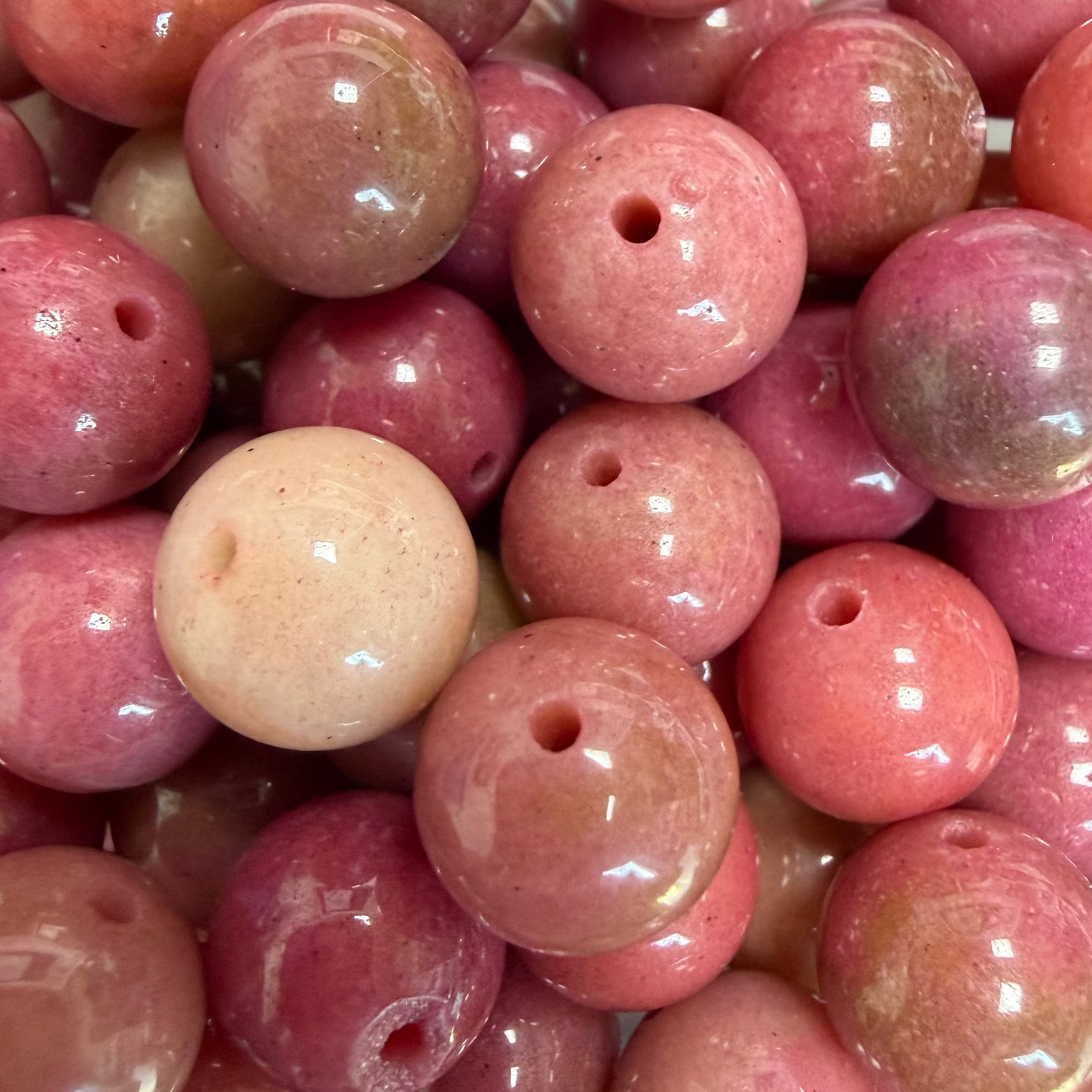 Edelsteen Jade Kraal Rond Roze Bruin 10mm - per stuk-Kralen-Kraaltjes van Renate