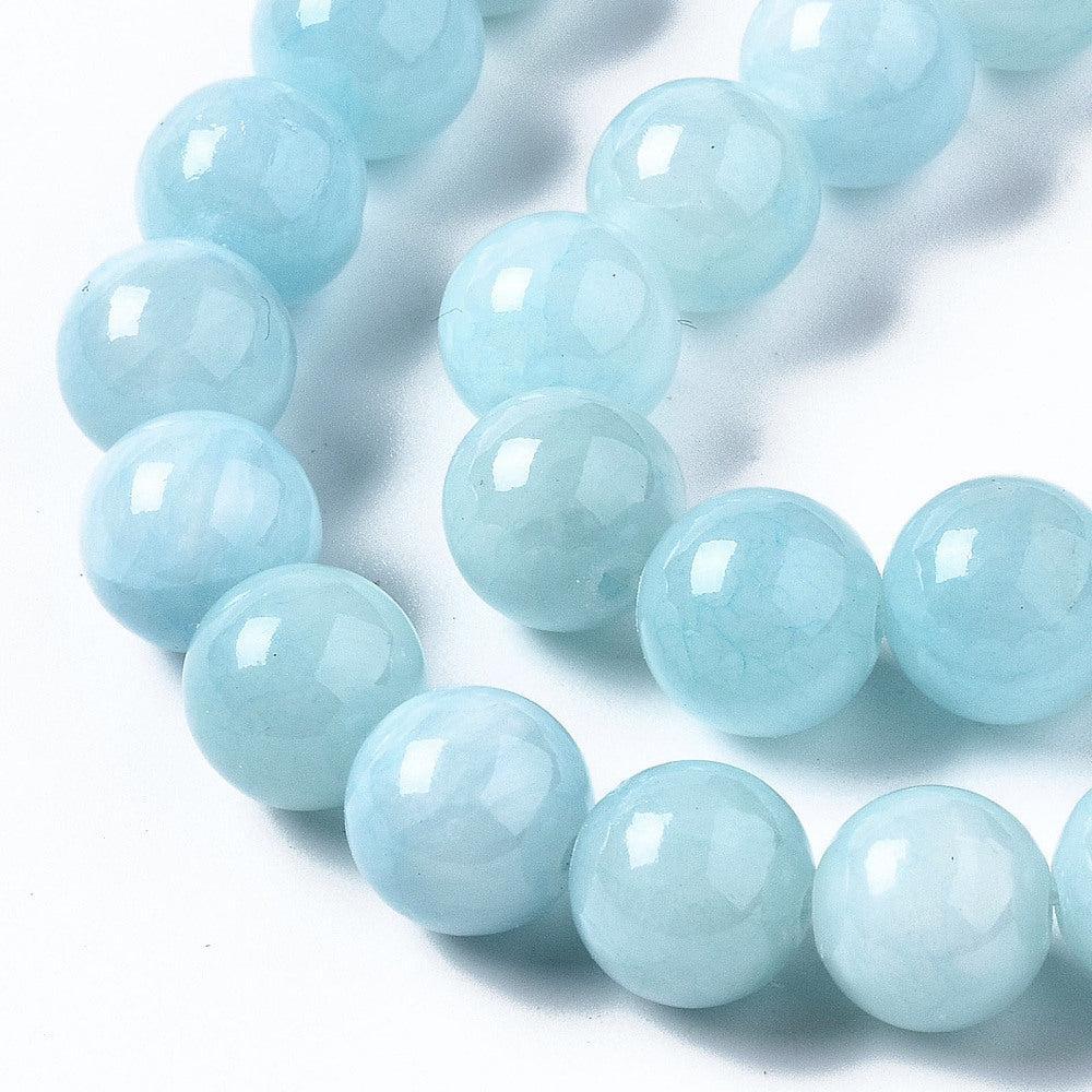 Edelsteen Jade Kralen Rond Light Sky Blue 10mm - per stuk-Kralen-Kraaltjes van Renate