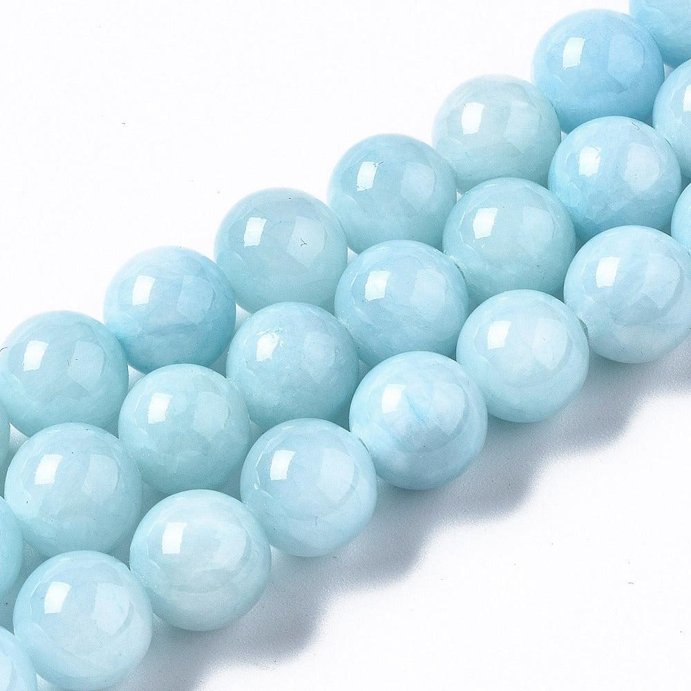 Edelsteen kraal malaysia jade Lichtblauw rond 10mm - per stuk-Kralen-Kraaltjes van Renate