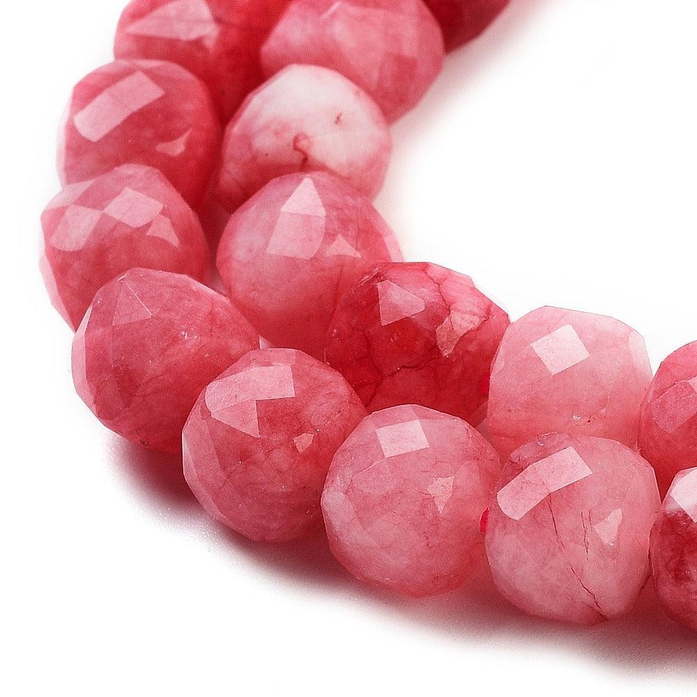 Edelsteen Jade Kubus Cerise 8mm - per stuk-Kralen-Kraaltjes van Renate