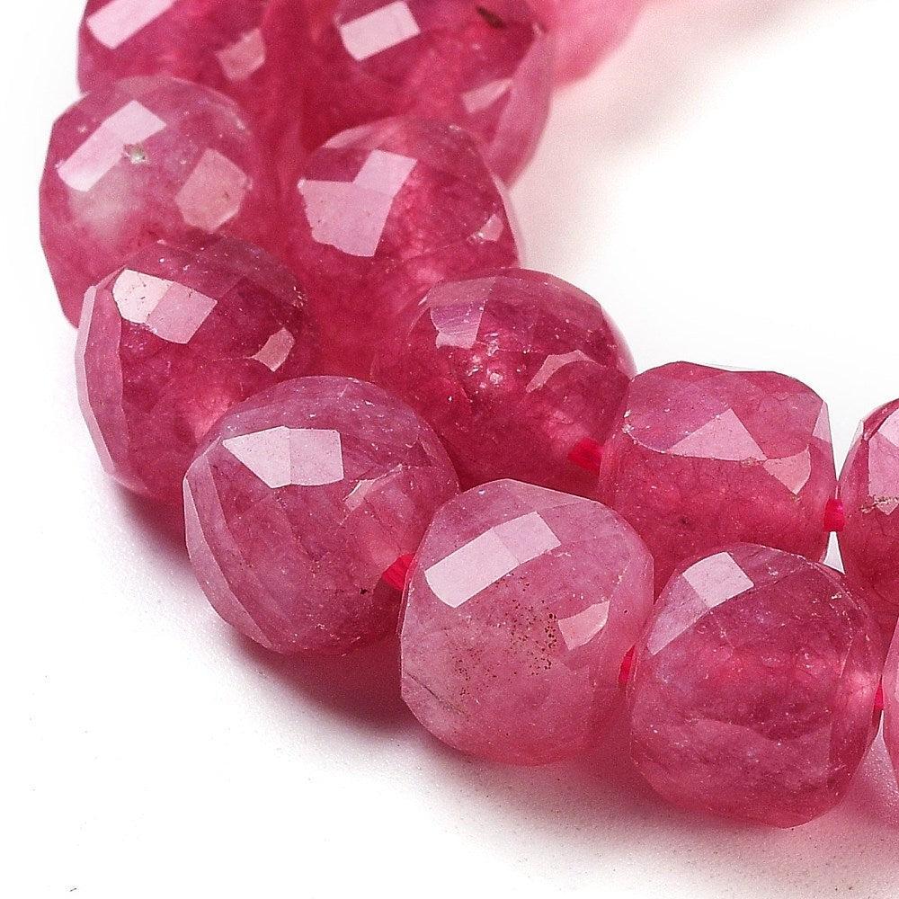 Edelsteen Jade Kubus Diep Roze 8mm - per stuk-Kralen-Kraaltjes van Renate