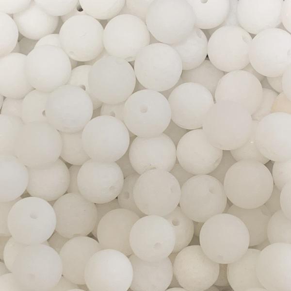 Edelsteen Jade frosted wit rond 8mm-Kraaltjes van Renate