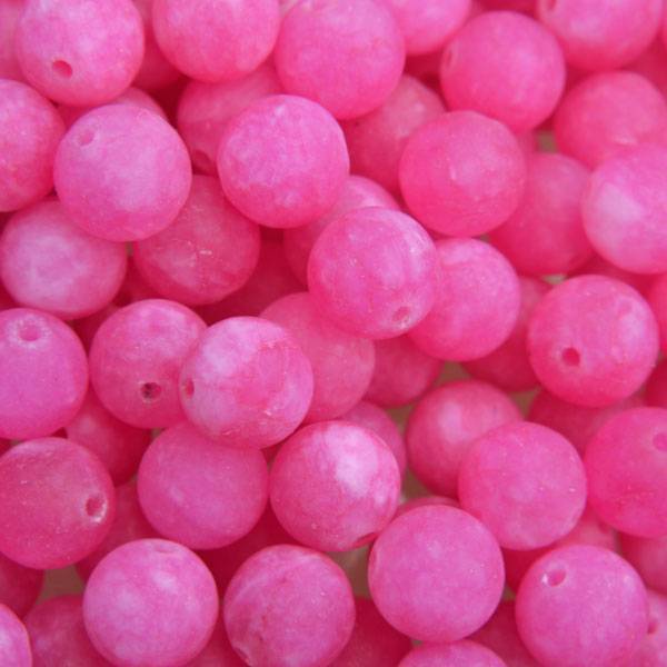 Edelsteen Jade hot pink rond 8mm-Kraaltjes van Renate