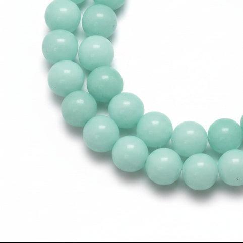 Edelsteen Jade light turquoise rond 8mm - per stuk-Kralen-Kraaltjes van Renate