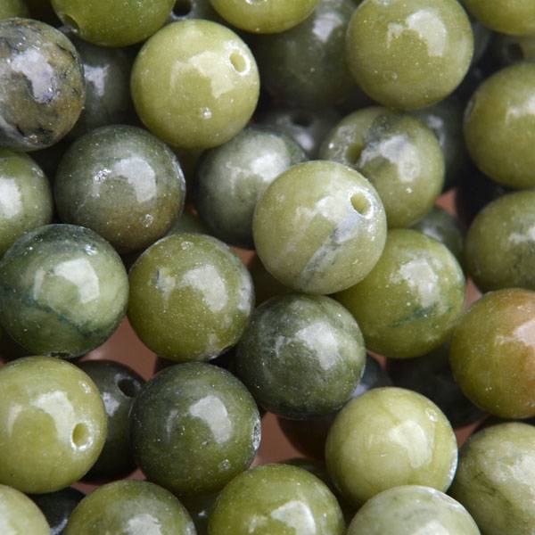 Edelsteen Jade olijf groen rond 8mm-Kraaltjes van Renate