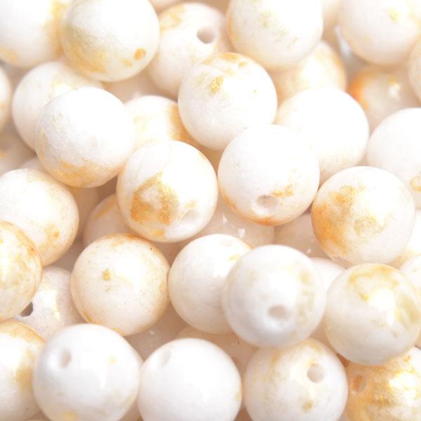 Edelsteen Jade wit goud rond 6mm - 10 stuks-Kraaltjes van Renate