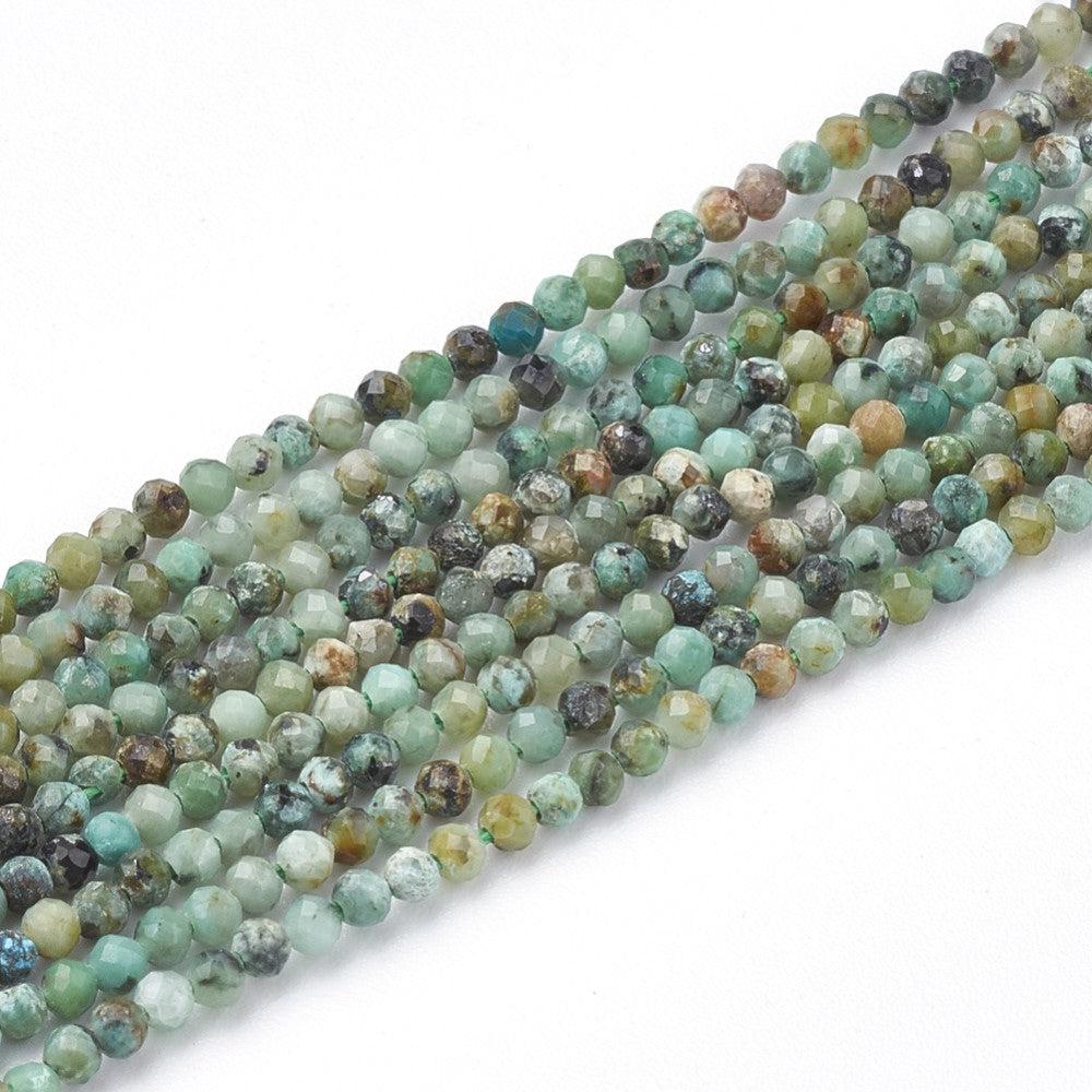 Edelsteen Jasper African Turquoise faceted 2mm- ±40 stuks-bedels-Kraaltjes van Renate