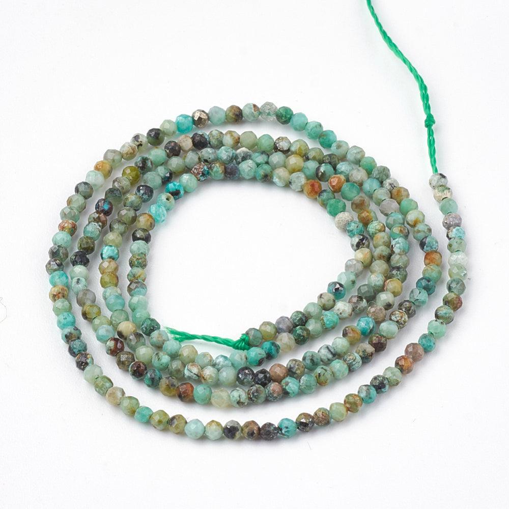 Edelsteen jasper african turquoise faceted 3mm- per ±34 stuks-bedels-Kraaltjes van Renate