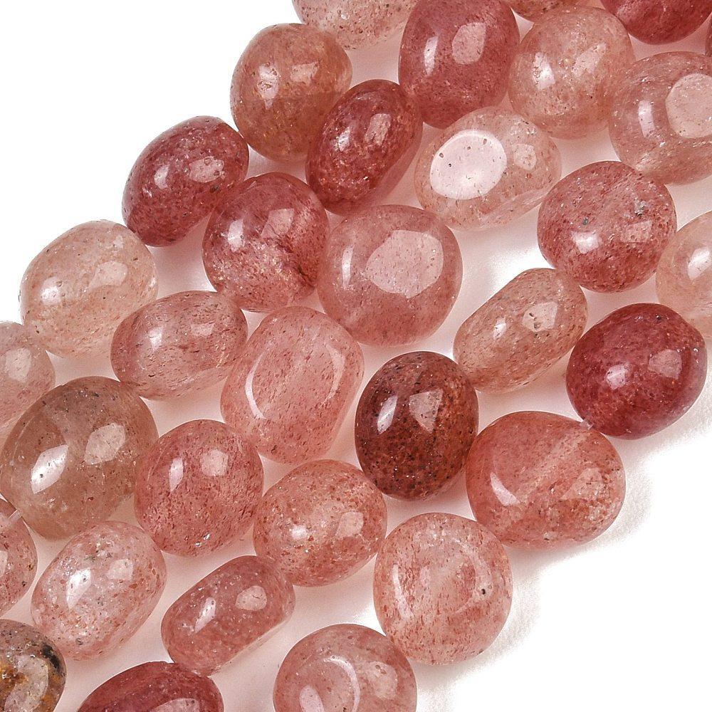 Edelsteen Kraal Aardbeikwarts Nugget 11mm - per stuk-Kralen-Kraaltjes van Renate