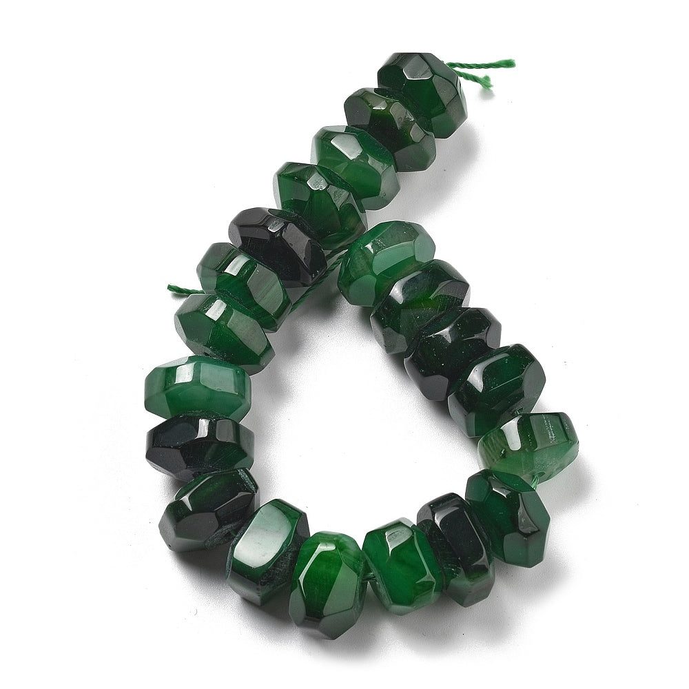 Edelsteen Kraal Agaat Facet Rondel Donkergroen 16x10mm - per stuk-Kralen-Kraaltjes van Renate