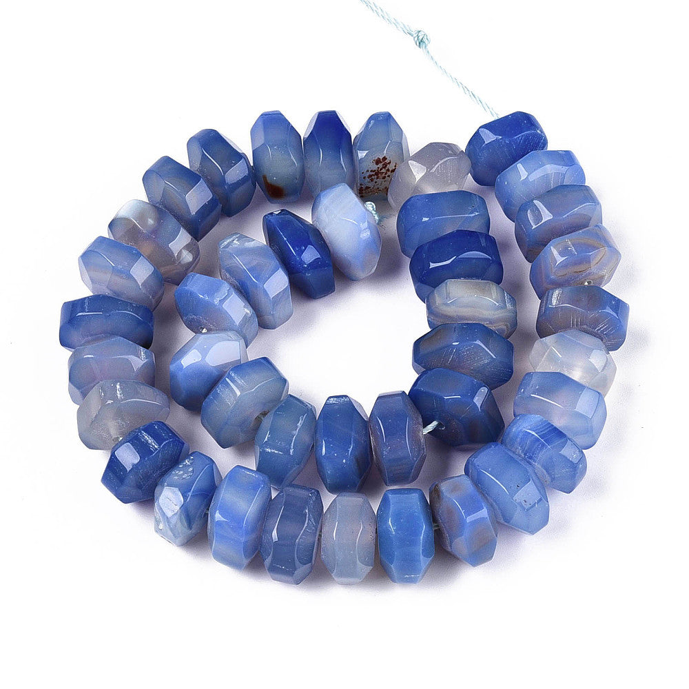 Edelsteen Kraal Agaat Facet Rondel Helderblauw 18x9mm - per stuk-Kralen-Kraaltjes van Renate