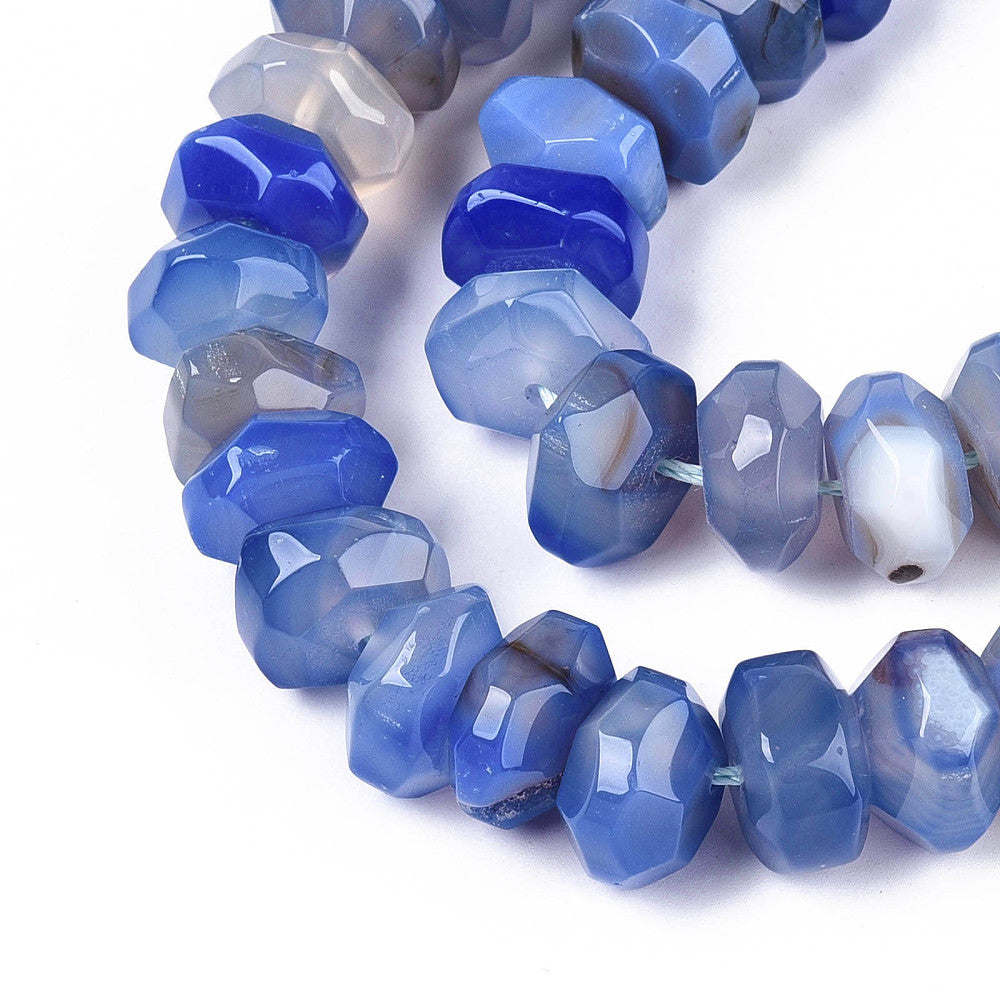 Edelsteen Kraal Agaat Facet Rondel Helderblauw 18x9mm - per stuk-Kralen-Kraaltjes van Renate