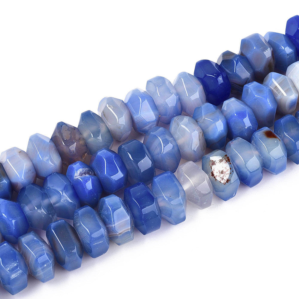Edelsteen Kraal Agaat Facet Rondel Helderblauw 18x9mm - per stuk-Kralen-Kraaltjes van Renate