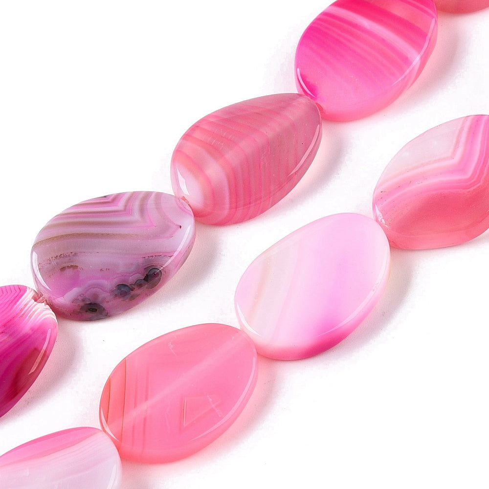 Edelsteen Kraal Agaat Ovaal Roze 25mm - per stuk-Kralen-Kraaltjes van Renate