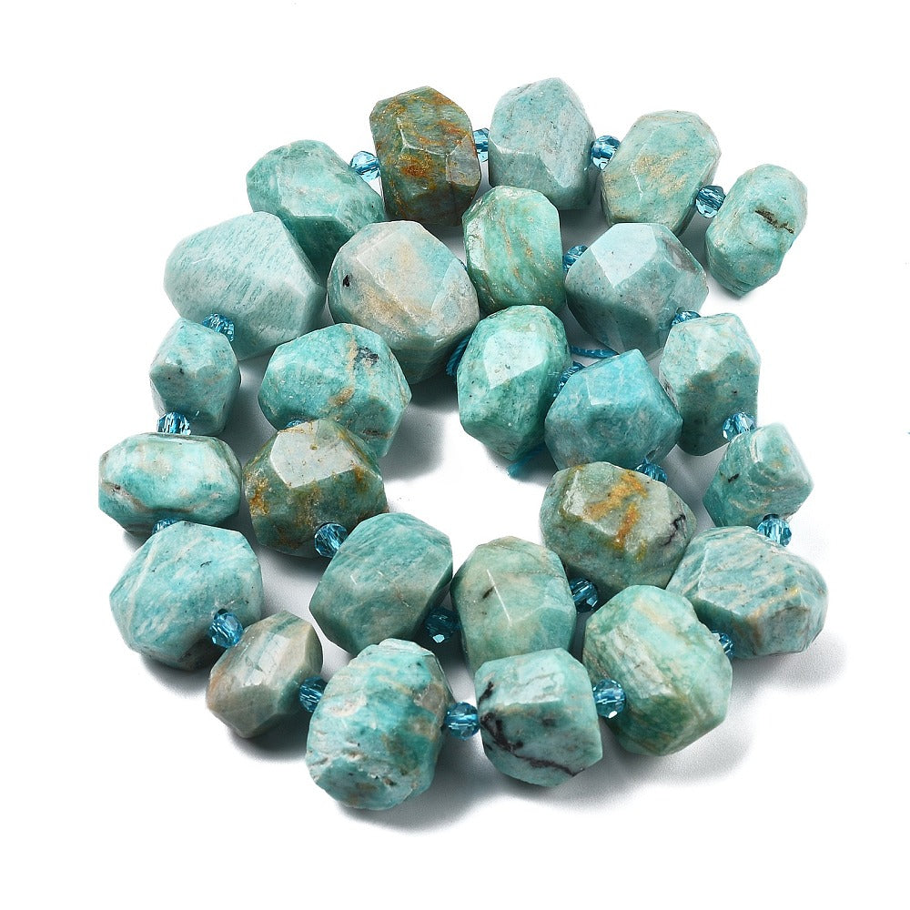 Edelsteen Kraal Amazoniet Facet Nugget Turquoise 15-25mm - per stuk-Kralen-Kraaltjes van Renate