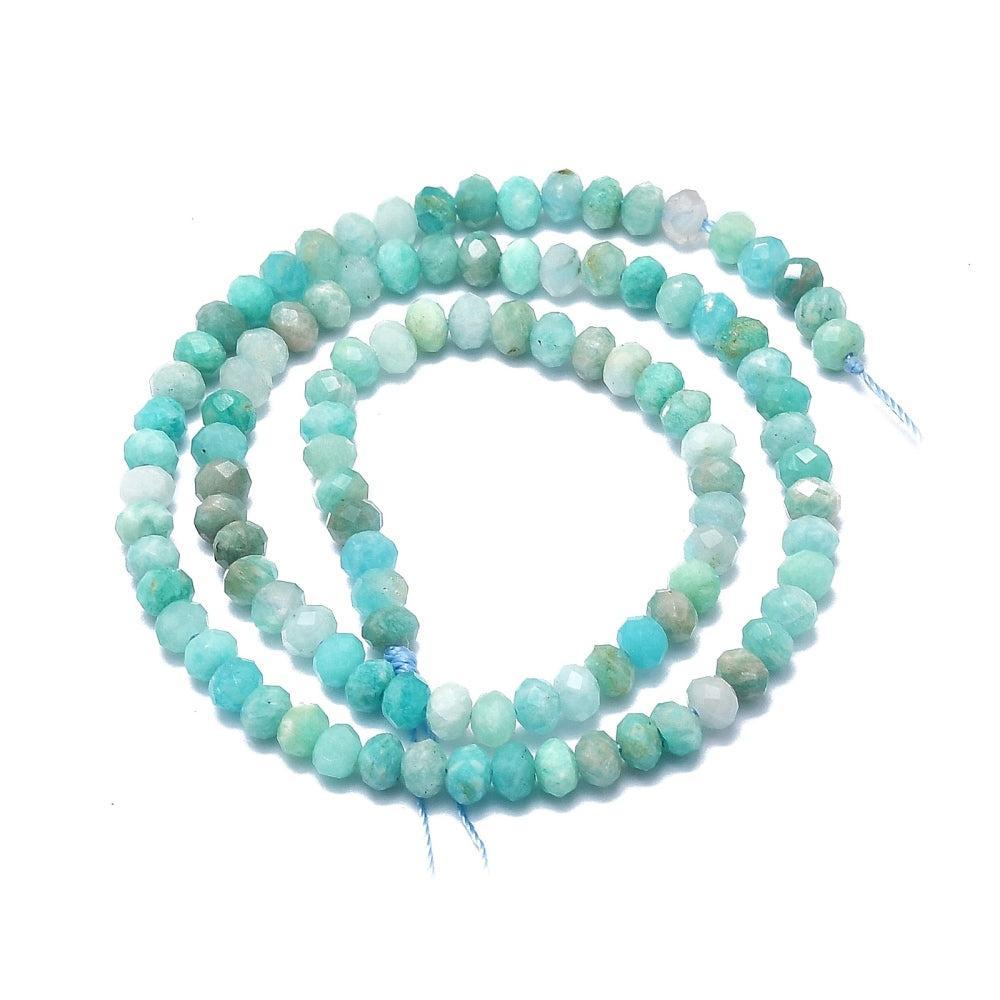 Edelsteen Kraal Amazoniet Rondel 4x3mm - per 10 stuks-Kralen-Kraaltjes van Renate