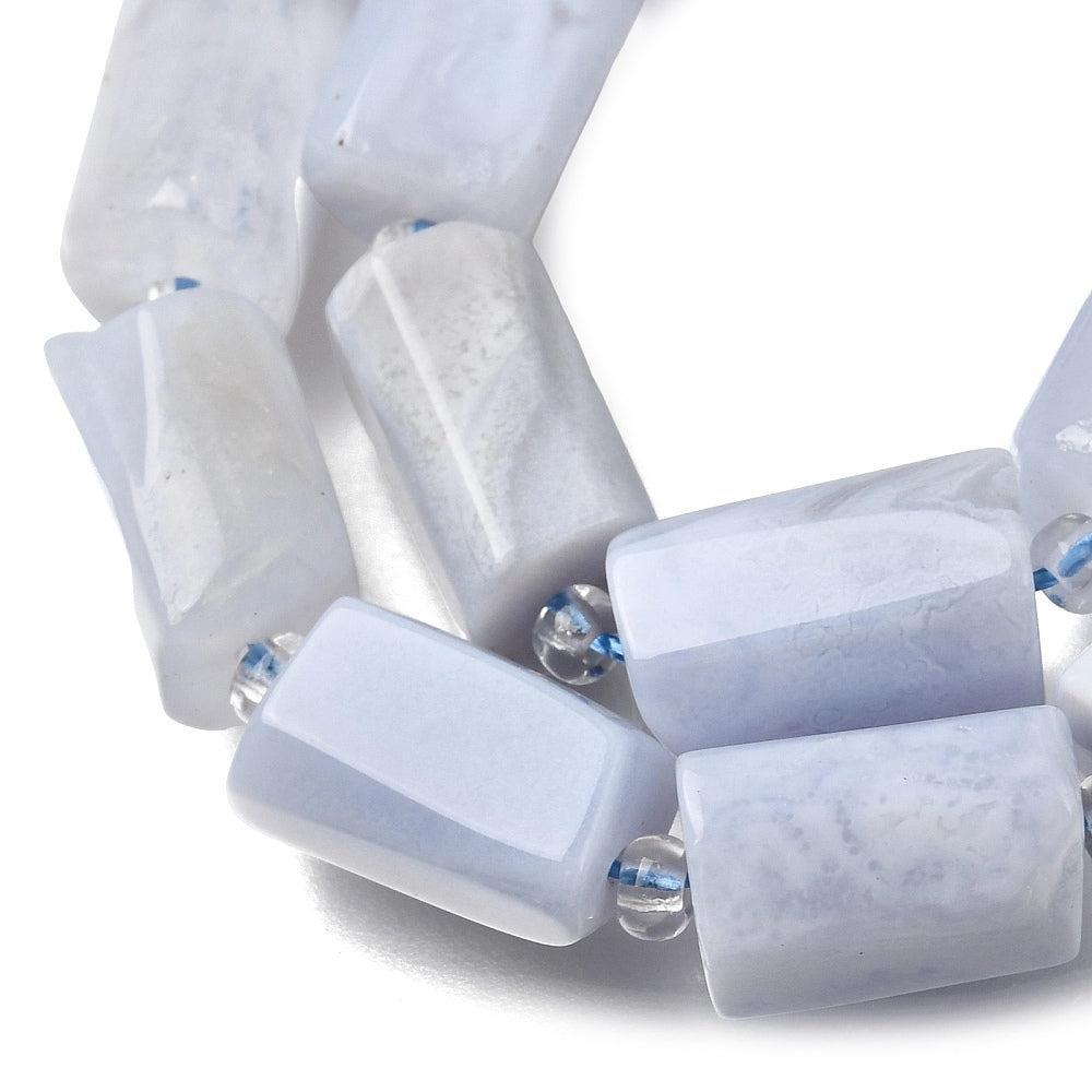 Edelsteen Kraal Blauwe Kantsteen Agaat Column Facet Blauw 12mm - per stuk-Kralen-Kraaltjes van Renate