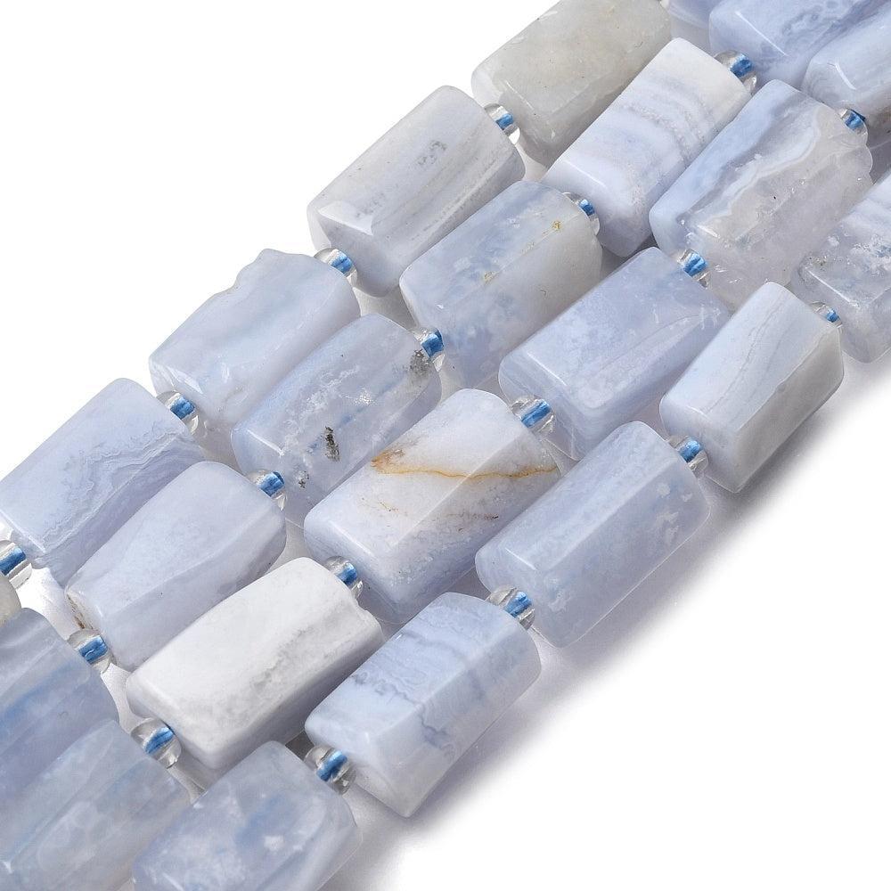 Edelsteen Kraal Blauwe Kantsteen Agaat Column Facet Blauw 12mm - per stuk-Kralen-Kraaltjes van Renate