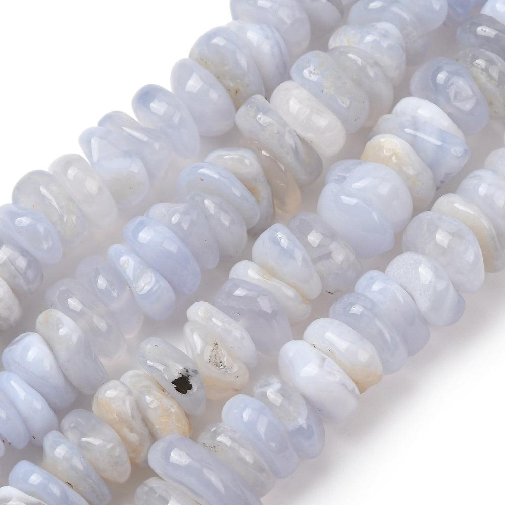 Edelsteen Kraal Blauwe Kantsteen Agaat Nugget Tumbled Blauw 11.5mm - per stuk-Kralen-Kraaltjes van Renate