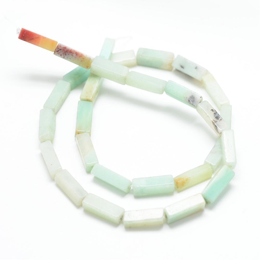 Edelsteen Kraal Bloemen Amazoniet Tube Vierkant Multicolor 14mm - per stuk-Kralen-Kraaltjes van Renate