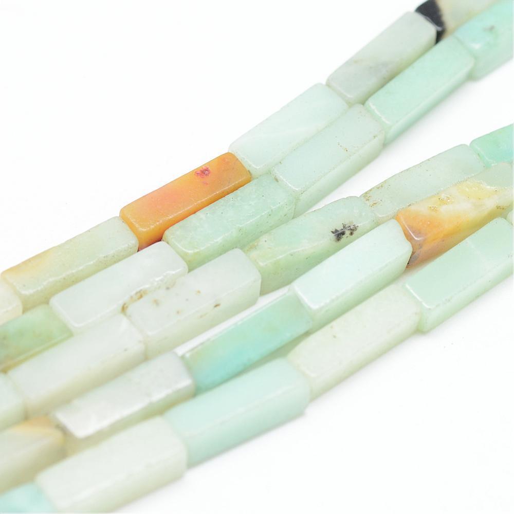 Edelsteen Kraal Bloemen Amazoniet Tube Vierkant Multicolor 14mm - per stuk-Kralen-Kraaltjes van Renate